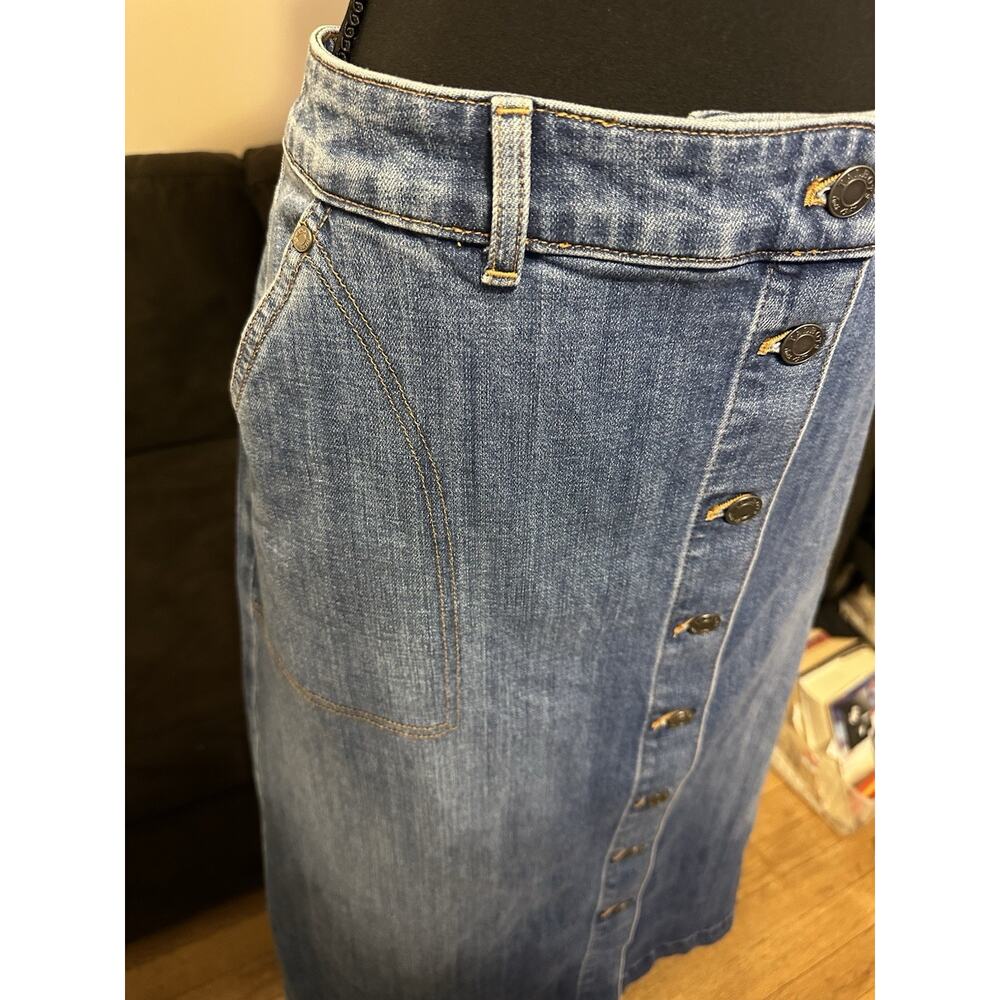 Talbots Denim Midi Button Front Skirt Size 14 New Blue Jean Classic Casual - Picture 2 of 9
